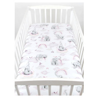 BBL Dětské prostěradlo do postele bavlna - 120 x 60 cm - slon pastelová růžová