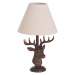 Estila Venkovská hnědá stolní lampa Cervato ve tvaru jelena s bledým textilním stínítkem 48cm