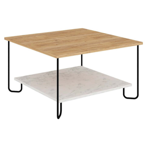 Konferenční stolek s deskou v dubovém dekoru v bílo-přírodní barvě 80x80 cm Tonka – Marckeric