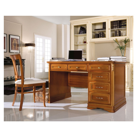 Estila Luxusní rustikální psací stůl Lanes se šesti šuplíky z masivního dřeva v hnědé barvě 140 