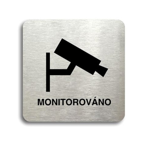 Accept Piktogram "monitorováno" (80 × 80 mm) (stříbrná tabulka - černý tisk bez rámečku)