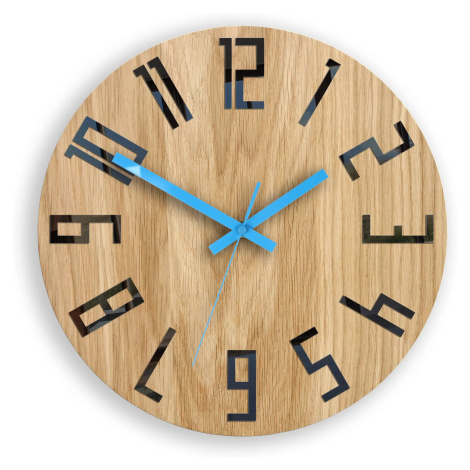 ModernClock Dřevěné nástěnné hodiny Slim 33 cm černé/modré/hnědé