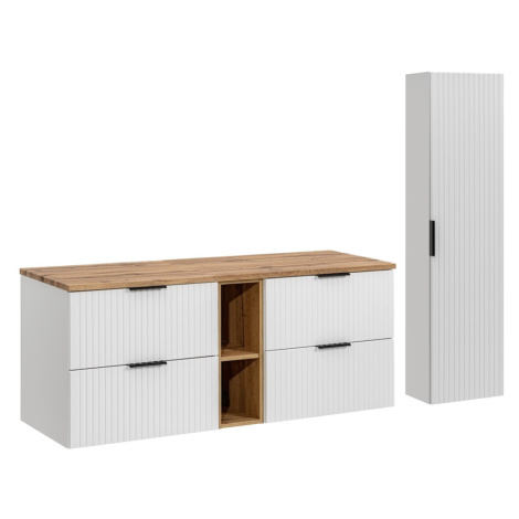 Comad Koupelnová sestava Casad s deskou a skříňkami 140 cm bílá/dub wotan