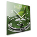 Dekorační skleněné hodiny 30 cm v zelených odstínech