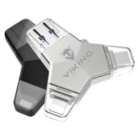 Viking USB Flash disk 3.0 4v1 s koncovkou Lightning/Micro USB/USB/USB-C, 128 GB, černá