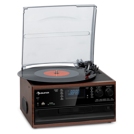 Auna Oakland DAB, retro stereo systém, DAB+/FM, funkce BT, vinyl, CD, kazetový přehrávač