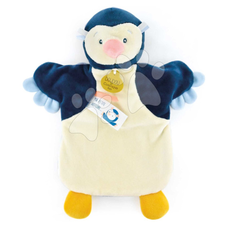 Plyšový tučňák na loutkové divadlo Penguin Hand Puppet Doudou et Compagnie modrý 25 cm od 0 měsí