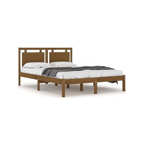 Rám postele medově hnědý masivní dřevo 120 × 200 cm, 3105533 SHUMEE