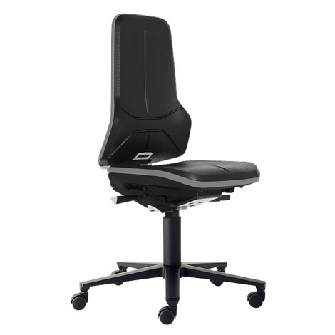 bimos Průmyslová otočná židle NEON ESD, kolečka, permanentní kontakt, PU pěna, šedý flexibilní p