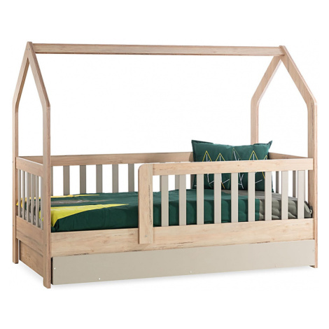 Dětská postel 90x190 ve tvaru domečku se zásuvkou boom - dub colorado