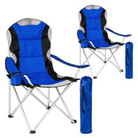 2 Kempingové židle polstrované modré
