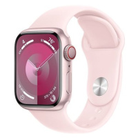 Apple Watch Series 9 41mm Cellular Růžový hliník se světle růžovým sportovním řemínkem - S/M