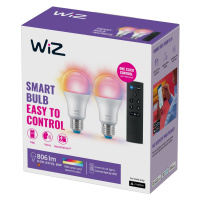 WiZ WiZ A60 LED matná WiFi E27 8,5W RGBW Dálkové ovládání sada 2 ks