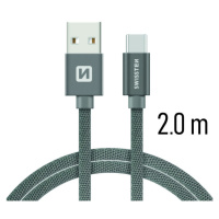 Datový kabel Swissten Textile USB / USB-C 2 M, grey