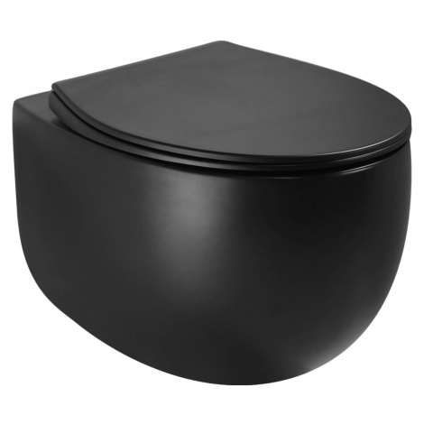 MEXEN Egg Závěsná WC mísa včetně sedátka s slow-slim, Duroplastu, černý mat 30245070