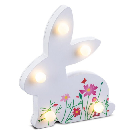 Jarní dekorace bílý zajíc s LED