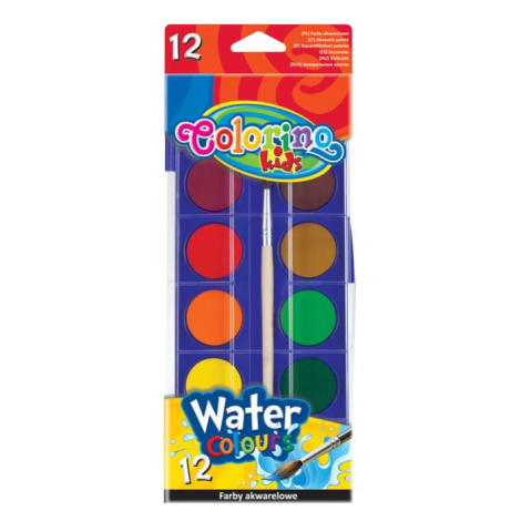 Colorino vodové barvy, pouzdro, se štětcem, 12 základních barev
