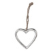 H&L Závěsná dekorace Srdce, 10 cm, stříbrná