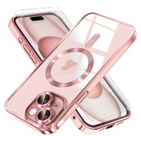 Pouzdro pro iPhone 15 růžové pro MagSafe case Rose Gold ochrana fotoaparátu Sklo