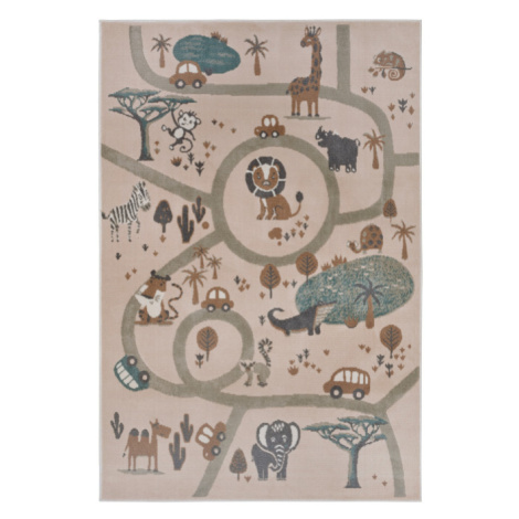 Dětský koberec Hanse Home Adventures zvířecí park, krémový / hnědý / šedý