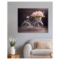 Obrazy na stěnu - Kolo s košíkem růží Rozměr: 80x100 cm, Rámování: bez rámu a bez vypnutí plátna