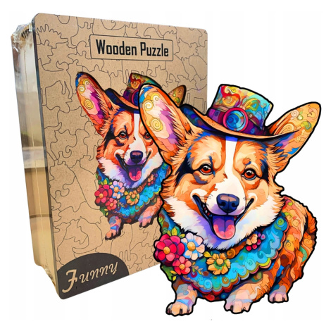 Dřevěné Puzzle Vzdělávací A3 Corgi Pes Pejsek Děti Dospělí 240el Velké