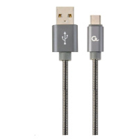 Kabel CABLEXPERT CC-USB2S-AMCM-1M-BG USB 2.0 AM na Type-C kabel (AM/CM), 1m, metalická spirála, 