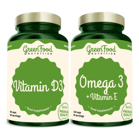 GreenFood Nutrition Omega 3 + Vitamin E + Vitamin D3 dvojbalení 120+60 kapslí