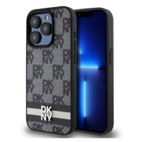 Pouzdro DKNY PU Leather Checkered Pattern and Stripe zadní kryt Apple iPhone 15 PRO Black