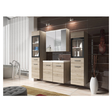 Koupelnová sestava s LED osvětlením YUKO 2 - dub san remo + baterie Platino ZDARMA