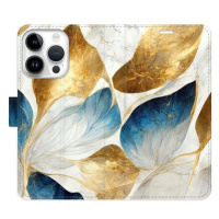 iSaprio flip pouzdro GoldBlue Leaves pro iPhone 15 Pro