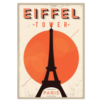 Ilustrace Vintage Eiffel Tower Poster, kursatunsal, 30 × 40 cm