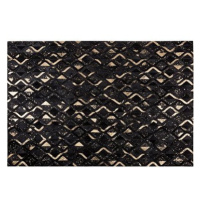 Černo-zlatý kožený koberec 140x200 cm DEVELI, 74961
