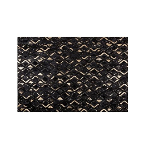 Černo-zlatý kožený koberec 140x200 cm DEVELI, 74961 BELIANI
