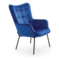 Designové relaxační křeslo CASTEL— kov, látka, více barev Modrá