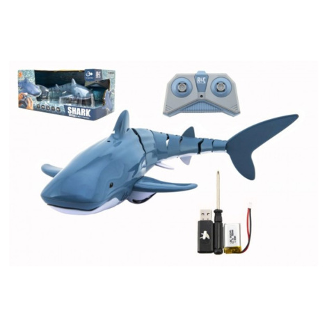 Teddies Žralok RC plast 35cm na dálkové ovládání +dobíjecí pack v krabici 38x17x20cm