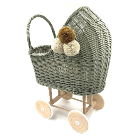 Lilu Lilu Prútený vysoký kočík pre bábiky mätová