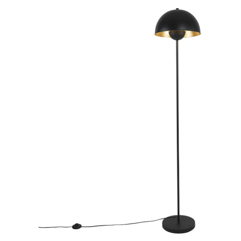 Průmyslová stojací lampa černá se zlatem 160 cm - Magnax QAZQA
