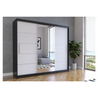 IDZ Šatní skříň Alba se zrcadlem (250 cm) Barva dřeva: Bílá + Černá