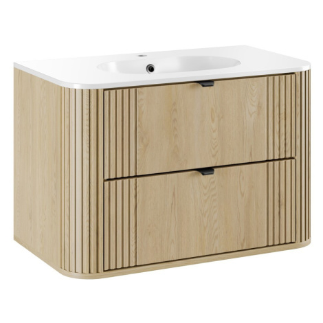 Comad Závěsná skříňka Ovalia Pure s umyvadlem 80 cm dub Cremona