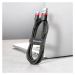 Baseus Cafule extra odolný nylonem opletený kabel USB / USB-C QC3.0 2A 2m black-red