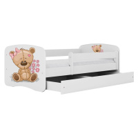 Dětská postel Babydreams+SZ bílá 80x160 Medvídek s kytičkami