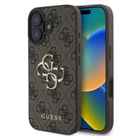 Guess PU 4G Metal Logo kryt pro iPhone 16 hnědý