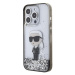 Karl Lagerfeld hard silikonový obal iPhone 15 PRO 6.1" Transparentní Liquid Glitter Iconik