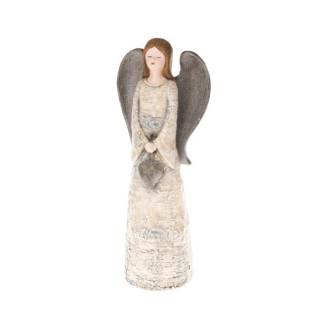 Dekorační soška Anděl držící srdce 41 cm, béžová/hnědá Asko