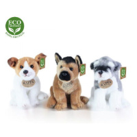 Plyšový pes 3 druhy, jack russell, knírač a německý ovčák sedící, 20 cm ECO-FRIENDLY