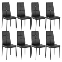 tectake 404123 8 jídelní židle, ozdobné kamínky - černá - černá