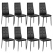 tectake 404123 8 jídelní židle, ozdobné kamínky - černá - černá