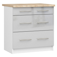 Ak furniture Kuchyňská skříňka Olivie S 80 cm 3S bílá/metalický lesk/dub sonoma