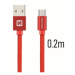 Datový kabel Swissten Textile USB/MicroUSB, 0,2m, červený